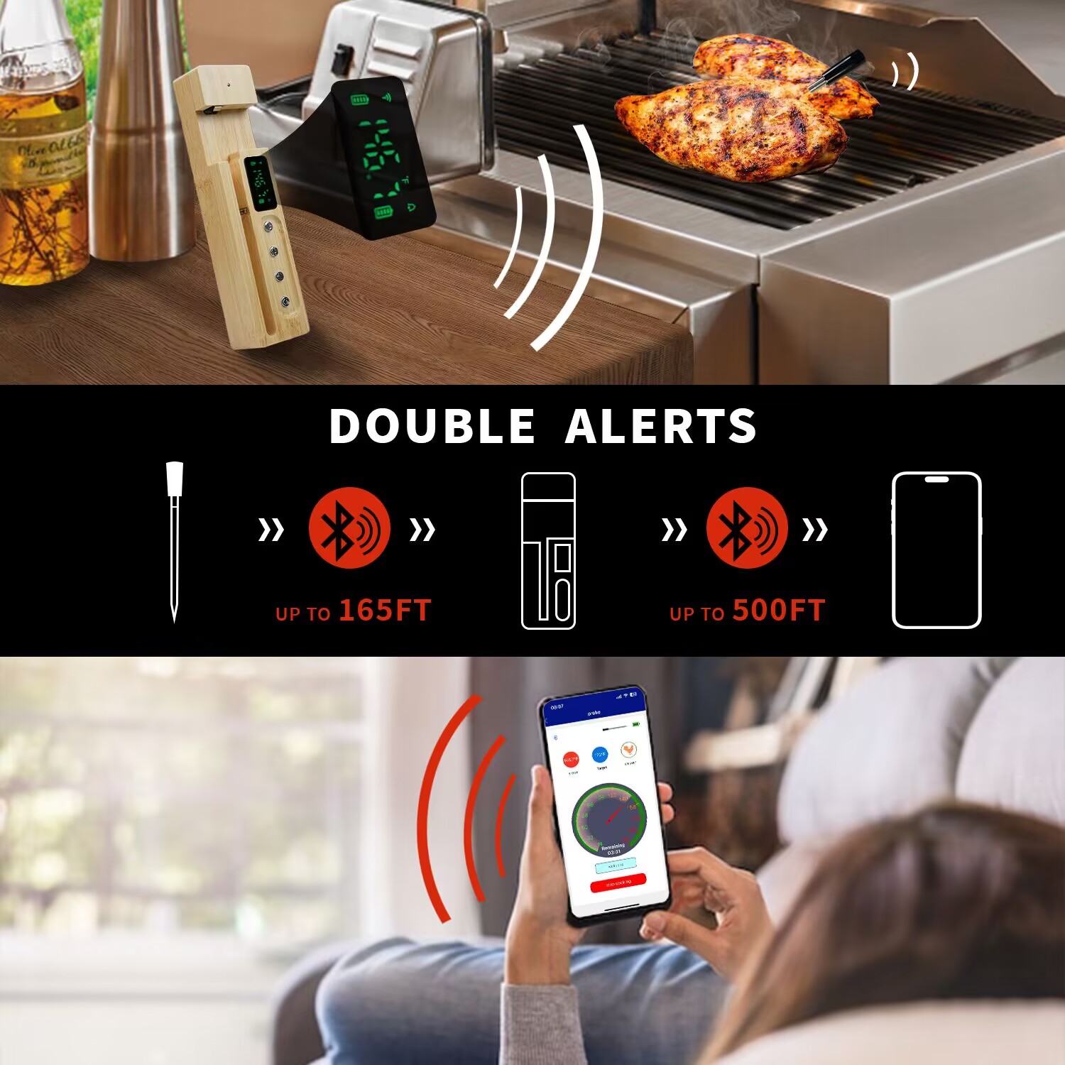 Smart APP Bluetooth Wireless Kitchen BBQ Meat Thermometer With Food Probes for Grill Oven Cooking(图4)