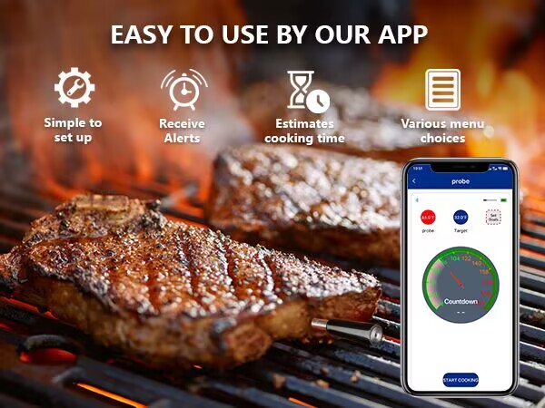 Kitchen Wireless Smart Food Thermometer Bbq Digital Bluetooth Meat Thermometer for Cooking(图6)