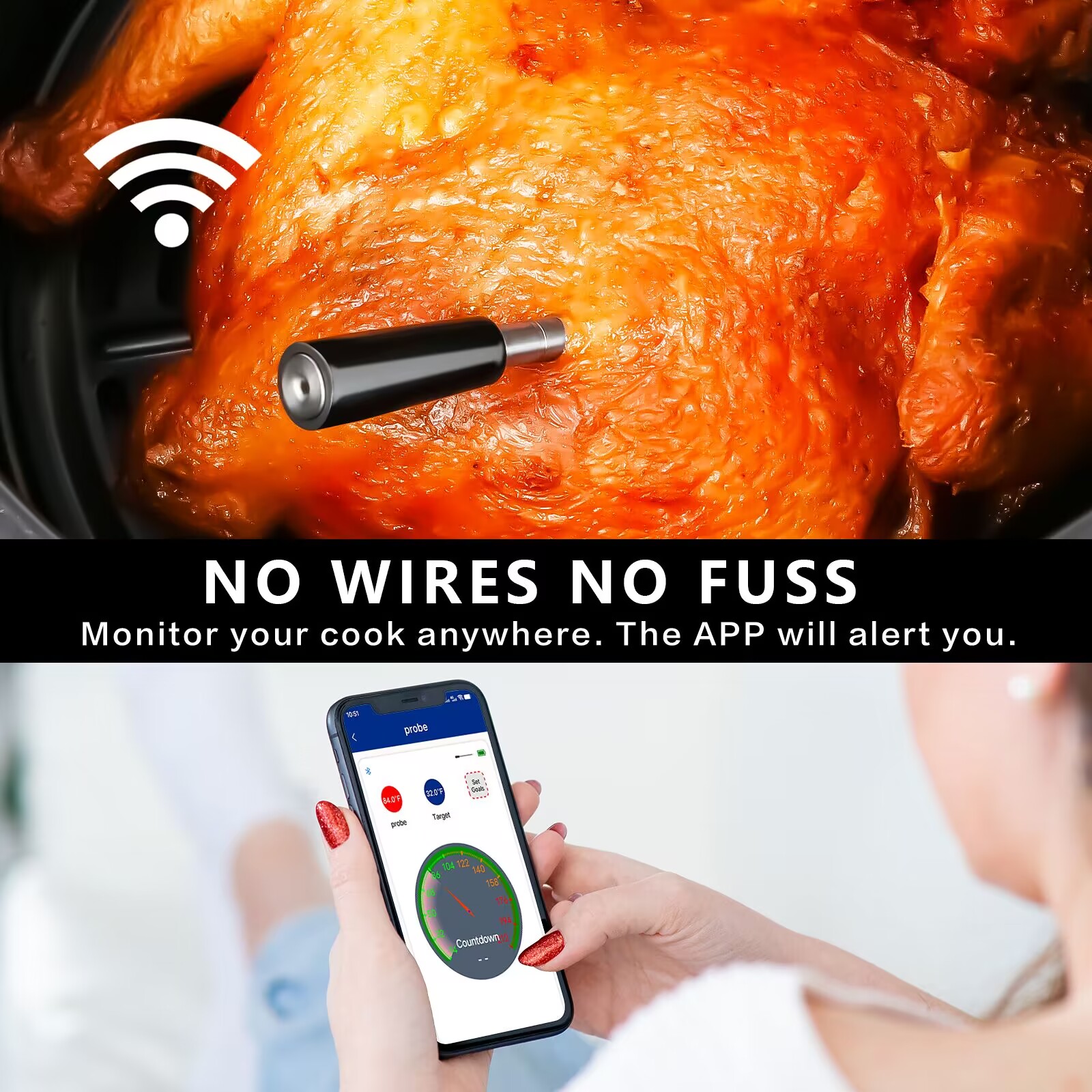 Kitchen Wireless Smart Food Thermometer Bbq Digital Bluetooth Meat Thermometer for Cooking(图12)